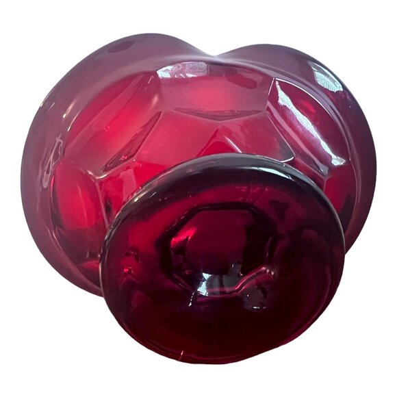 Ruby Red Bowl Trinket Candy Dish Pedestal Wavy Rim 5"X4"X2.5" Tall - Picture 11 of 11